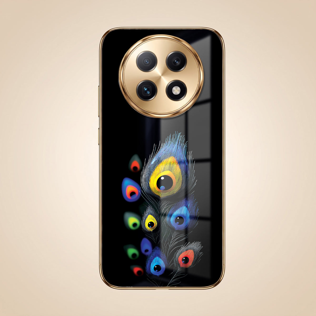 Oppo F29 Pro 5G Multi-Feather Peacock Gold Electroplated Glass Phone Back Case