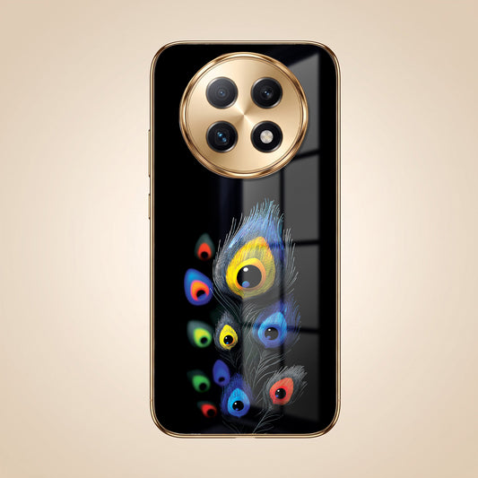 Oppo F29 Pro 5G Multi-Feather Peacock Gold Electroplated Glass Phone Back Case