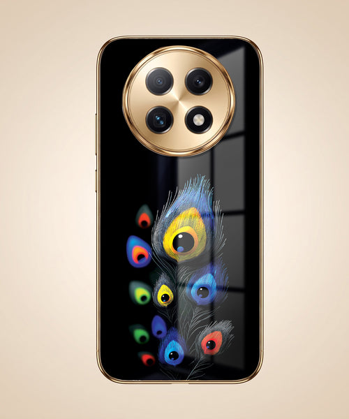 Oppo F29 Pro 5G Multi-Feather Peacock Gold Electroplated Glass Phone Back Case