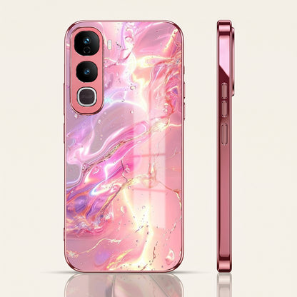 Vivo Y400 Pro 5G Pearl Aurora Pink Electroplated Glass Phone Back Case