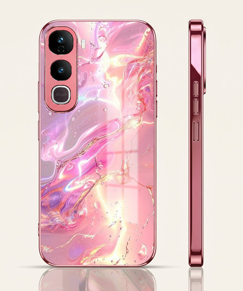 Vivo Y400 Pro 5G Pearl Aurora Pink Electroplated Glass Phone Back Case