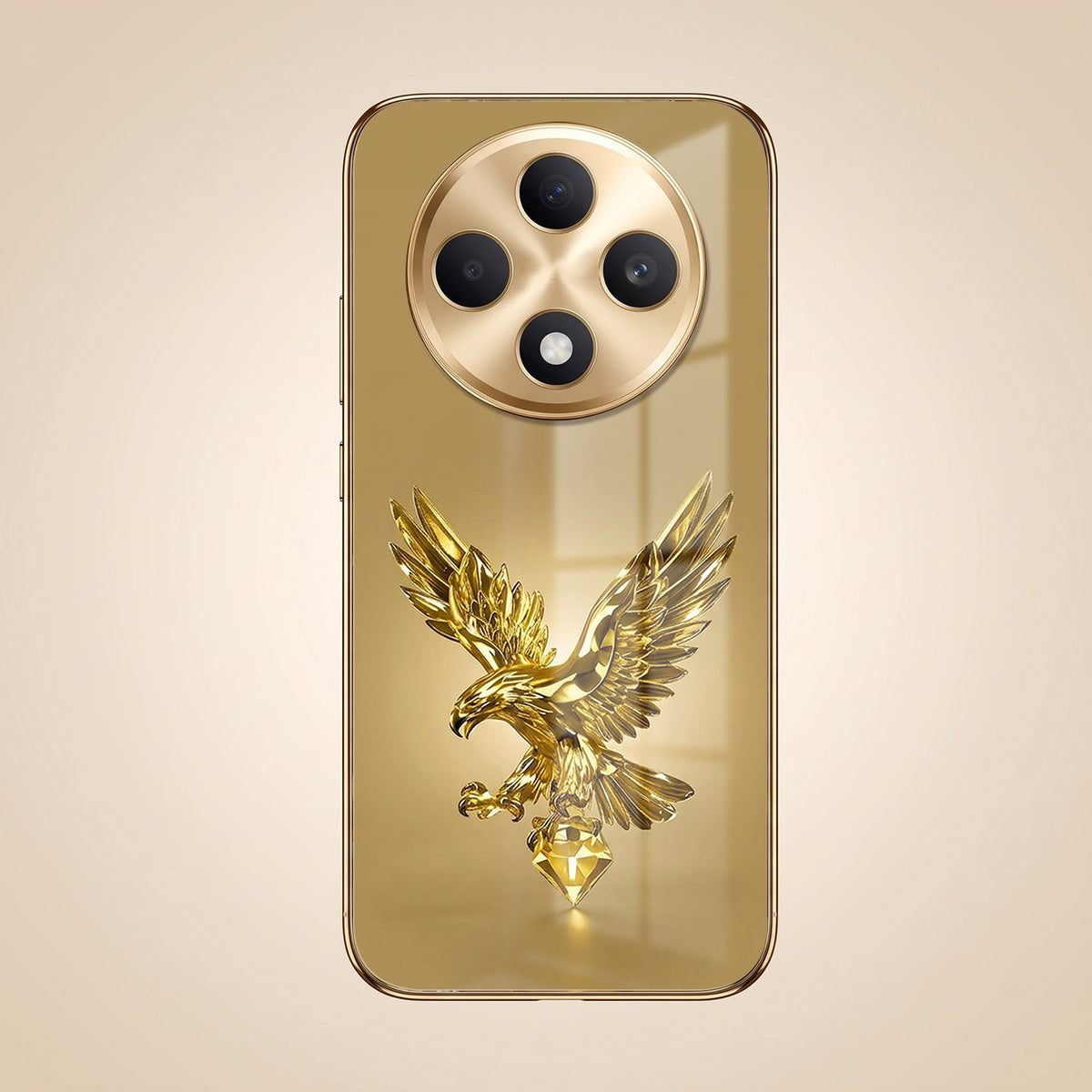 Oppo F27 Pro+ 5G Golden Eagle Gold Electroplated Glass Phone Back Case
