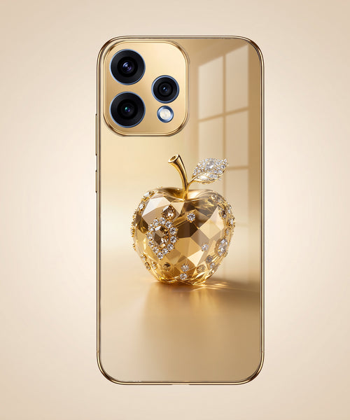 Oppo Reno 15 5G Golden Apple Gold Electroplated Glass Phone Back Case