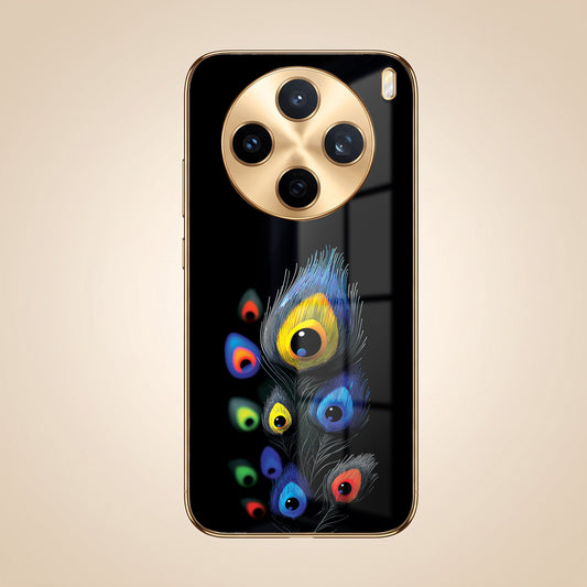 Vivo X200T 5G Multi-Feather Peacock Gold Electroplated Glass Phone Back Case