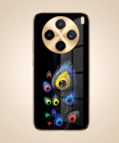 Vivo X200T 5G Multi-Feather Peacock Gold Electroplated Glass Phone Back Case