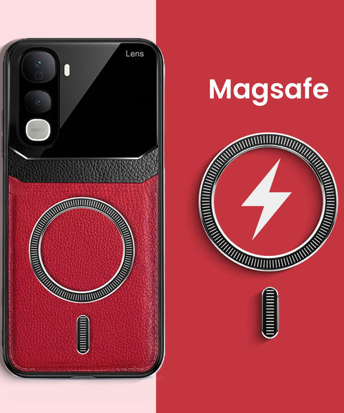 Vivo Y400 Pro 5G Premium Magsafe Magnetic Leather Lens Protective Case