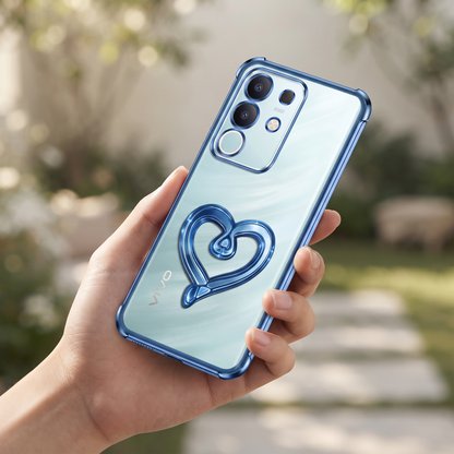 Vivo T4x 5G Premium Heart Transparent Shockproof Airbag Phone Case