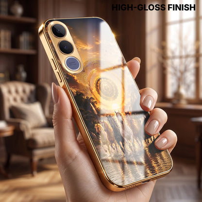 Vivo V70 FE 5G Celestial Seven Horses Gold Electroplated Glass Phone Back Case