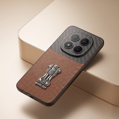 Redmi Note 15 Pro Plus 5G Satyamev Jayate Carbon Fiber Leather Hybrid Phone Case