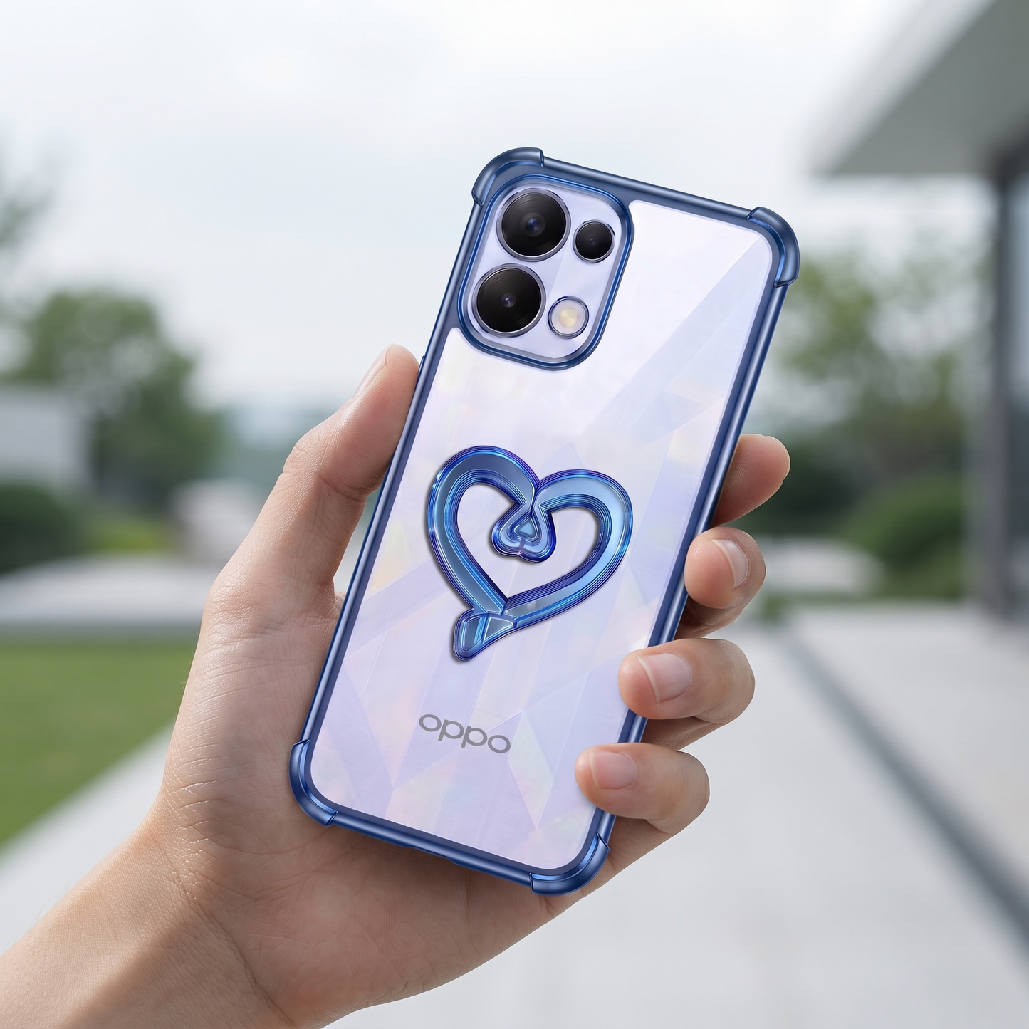 Oppo K13 5G Premium Heart Transparent Shockproof Airbag Phone Case