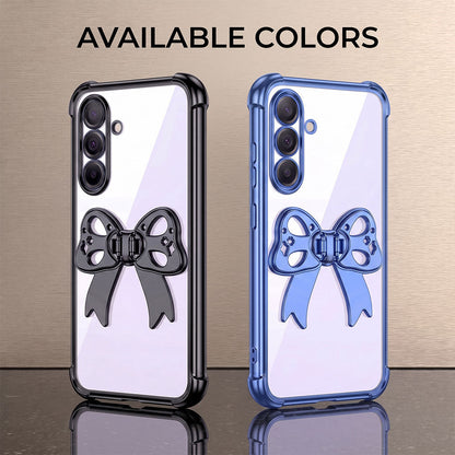 Samsung Galaxy M56 5G Stylish Bow Knot Stand Transparent Shockproof Airbag Phone Case