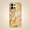 OnePlus Nord 6 5G Golden Feather Marble Gold Electroplated Glass Phone Back Case