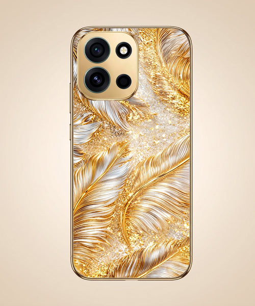 OnePlus Nord 6 5G Golden Feather Marble Gold Electroplated Glass Phone Back Case