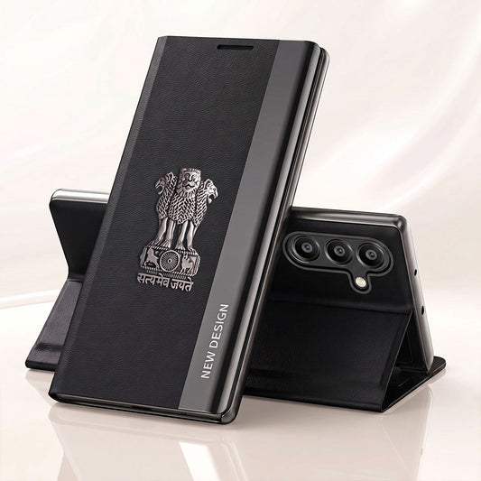 Samsung Galaxy A55 5G Satyamev Jayate Flip Leather Case