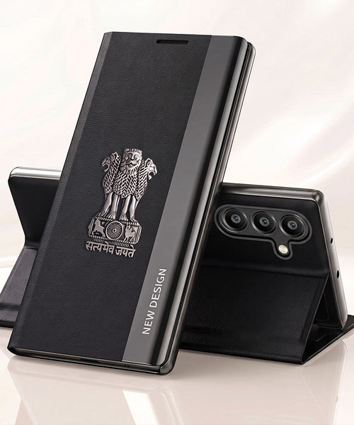 Samsung Galaxy A55 5G Satyamev Jayate Flip Leather Case