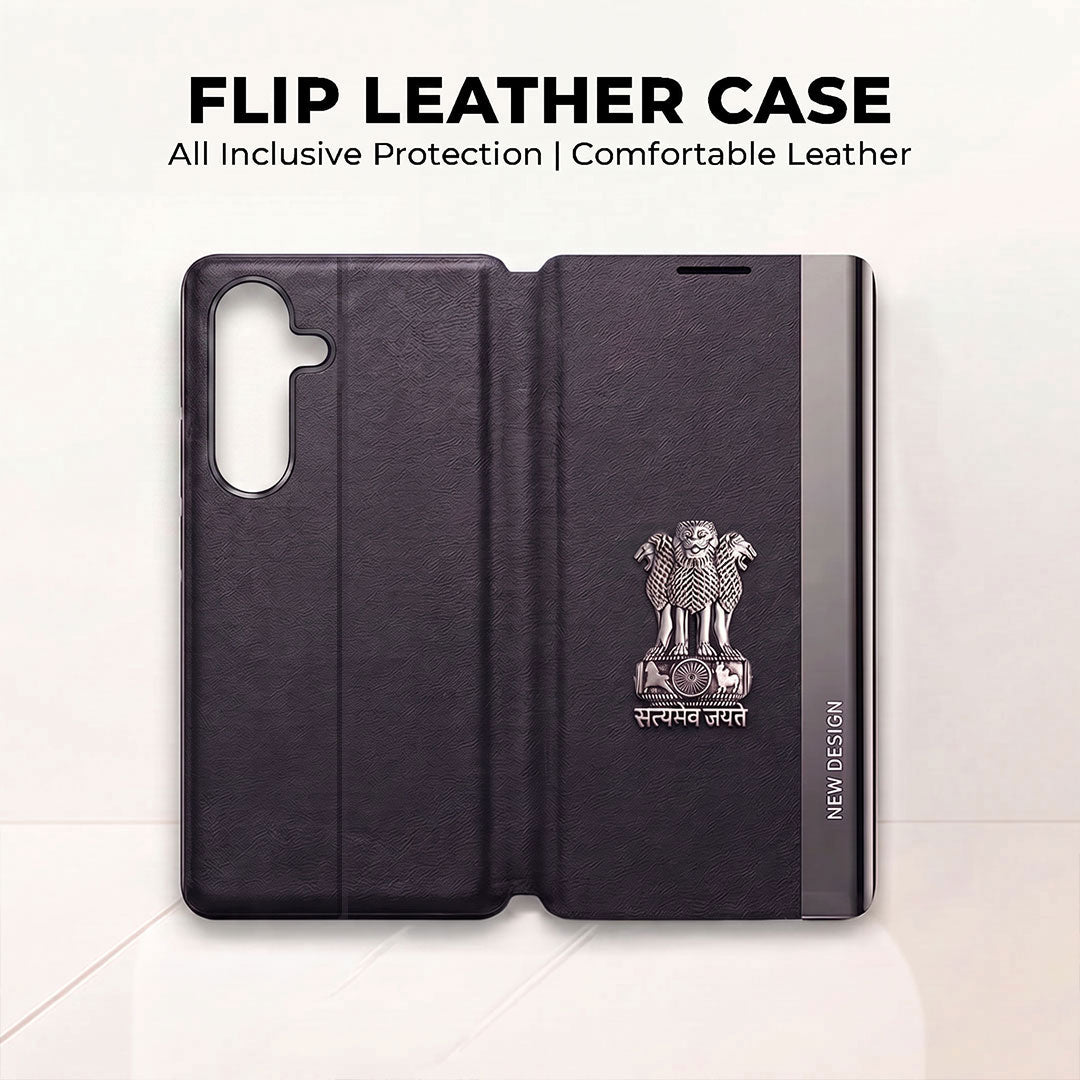 Samsung Galaxy A55 5G Satyamev Jayate Flip Leather Case