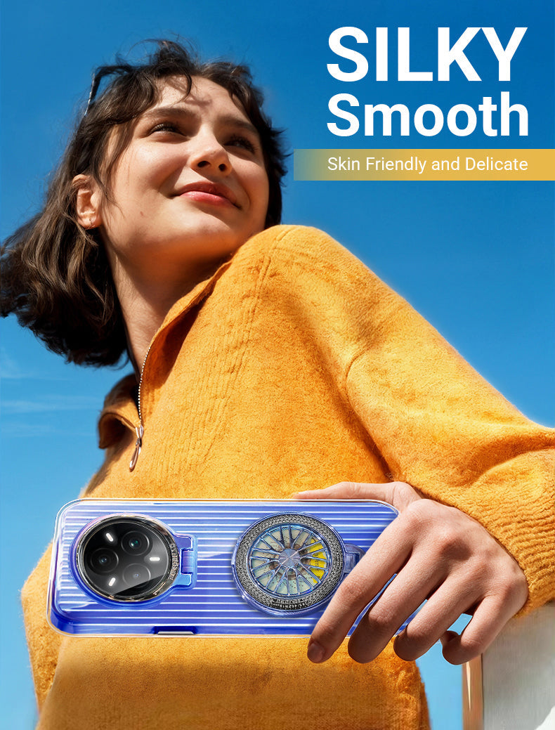 Realme 14 Pro+ case with 360° ring holder and lens protection.