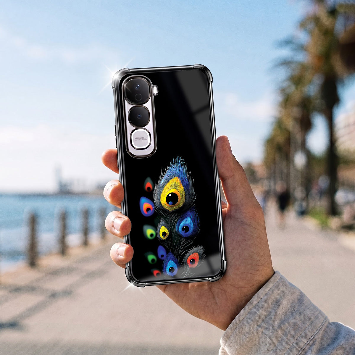 Vivo Y400 Pro 5G Multi-Feather Peacock Airbags Printed Back Case