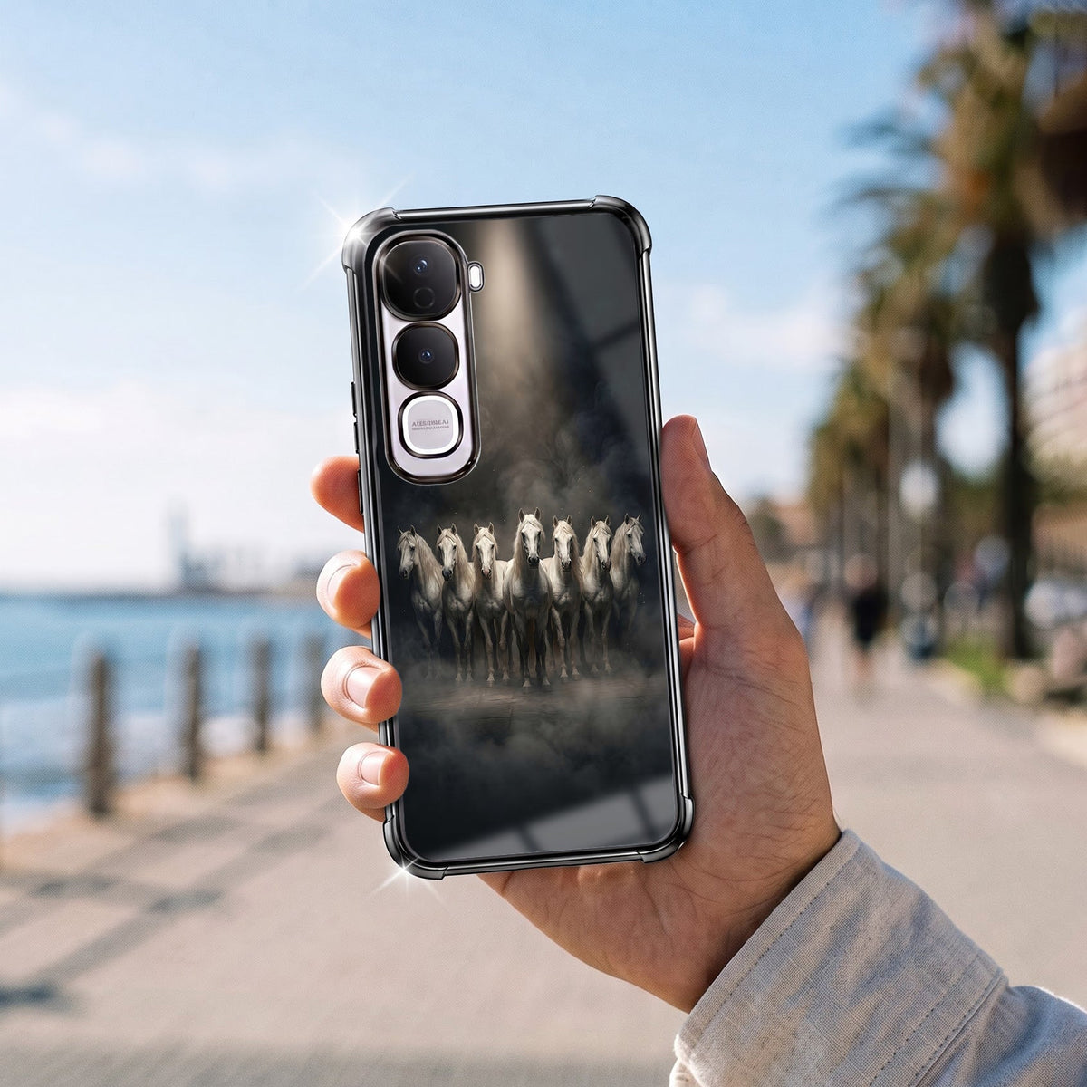 Vivo Y400 Pro 5G Running Horses Airbags Printed Back Case