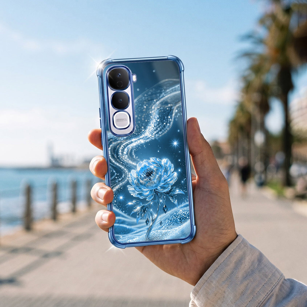 Vivo Y400 Pro 5G Blue Rose Airbags Printed Back Case