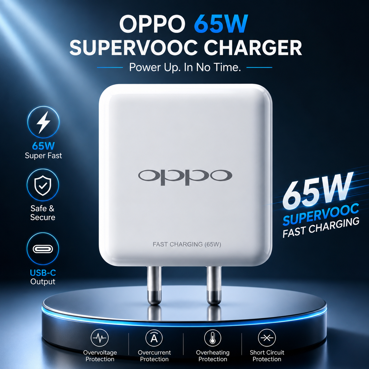 Oppo 65W Fast Charging Adapter with USB to Type-C Cable