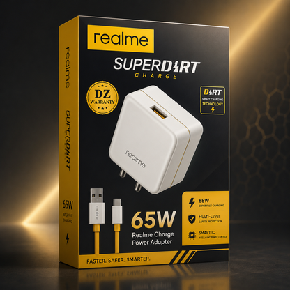Realme 65W Fast Charging Adapter with USB to Type-C Cable