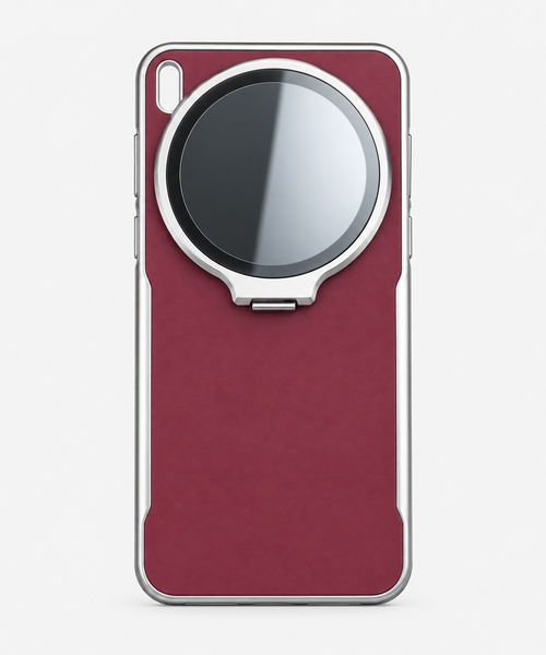 Vivo X300 5G Burgundy Luxe Phone Case with Chrome Edge & Circular Grip Stand