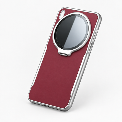 Vivo X300 5G Burgundy Luxe Phone Case with Chrome Edge & Circular Grip Stand