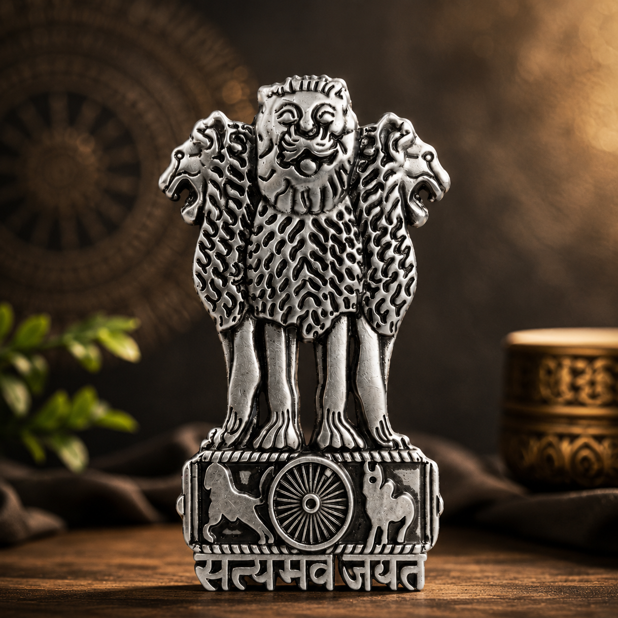 3D Premium Metal Ashoka Stambh Decorative Style Emblem