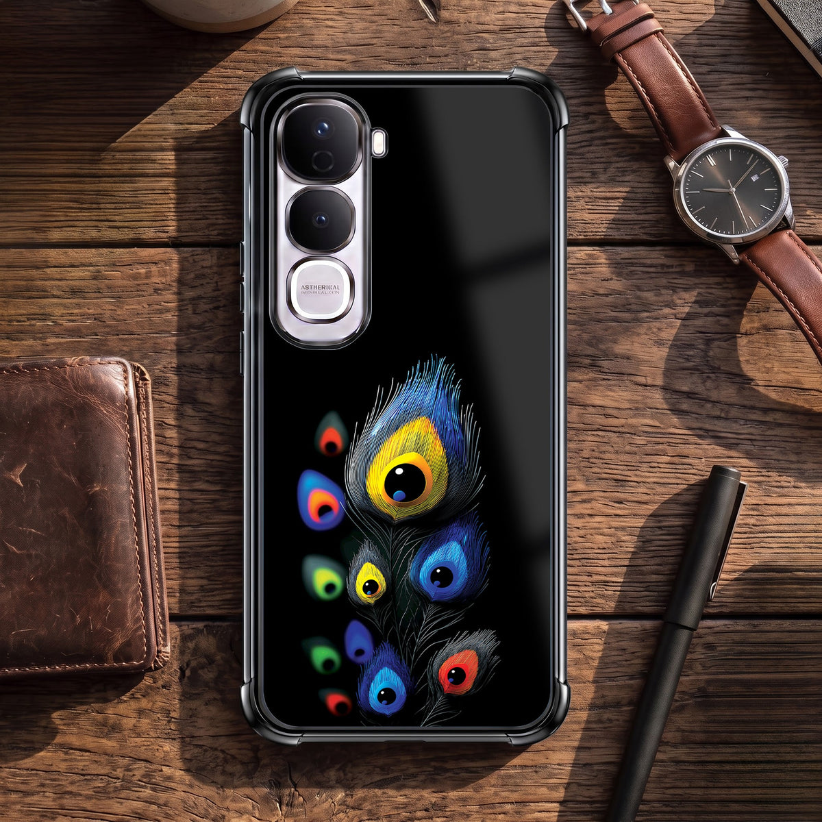 Vivo Y400 Pro 5G Multi-Feather Peacock Airbags Printed Back Case