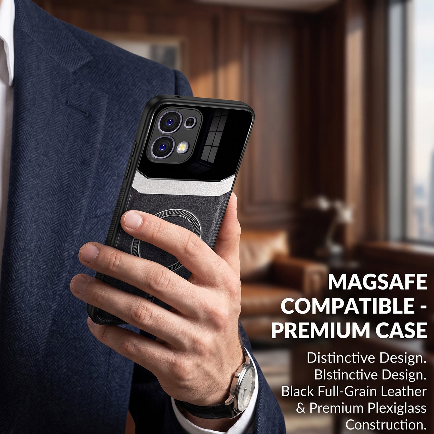 Oppo F31 5G Premium Magsafe Magnetic Leather Lens Protective Case