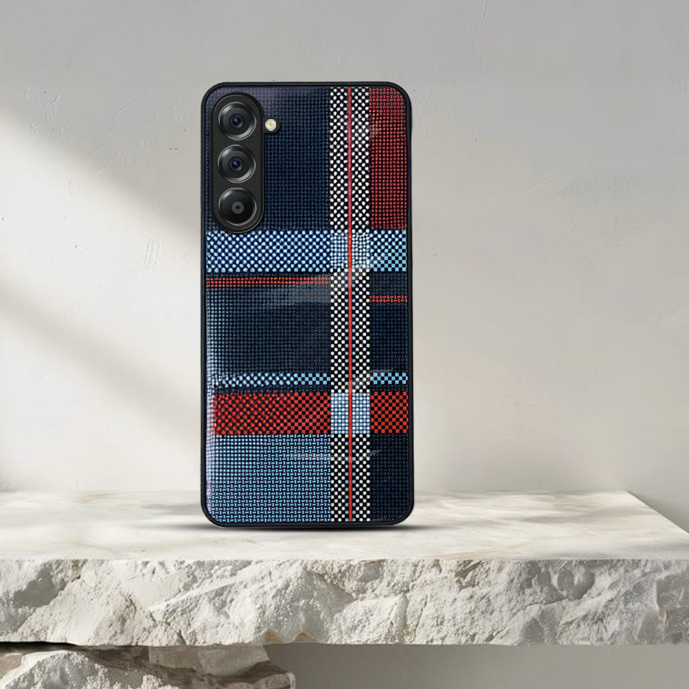 Samsung Galaxy A36 Luxury Grid Pattern Glass Back Shockproof Case