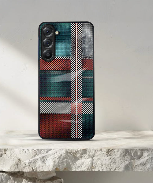 Samsung Galaxy A56 Luxury Grid Pattern Glass Back Shockproof Case