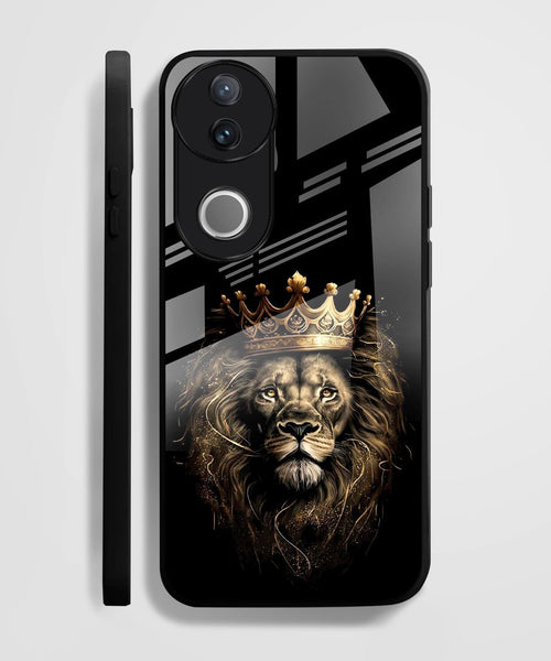 Vivo V50 5G Premium Acrylic Shockproof Glass Back Case (Crowned Lion)
