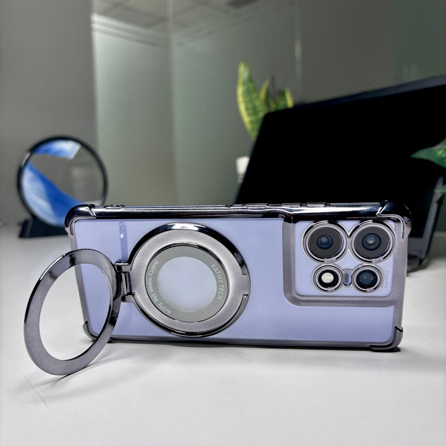 Motorola Edge 50 Pro 5G Original Luxury Magnifier Ring Stand Shockproof Airbags Corner Case