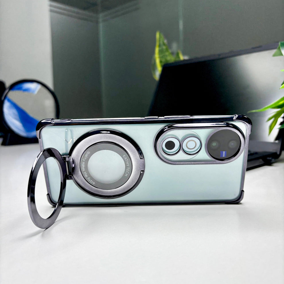 Vivo V40 Pro 5G Original Luxury Magnifier Ring Stand Shockproof Airbags Corner Case