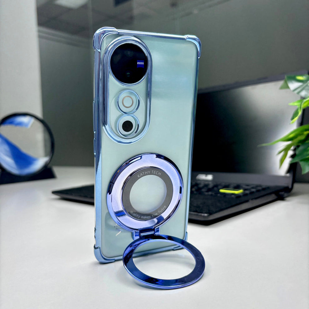 Vivo V40 Pro 5G Original Luxury Magnifier Ring Stand Shockproof Airbags Corner Case