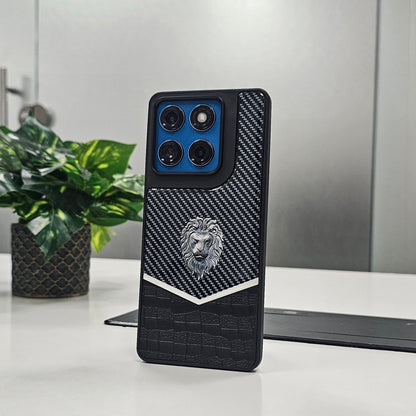 Motorola Edge 60 Fusion 5G Luxury Lion Pattern Leather And Liquid Silicone Case