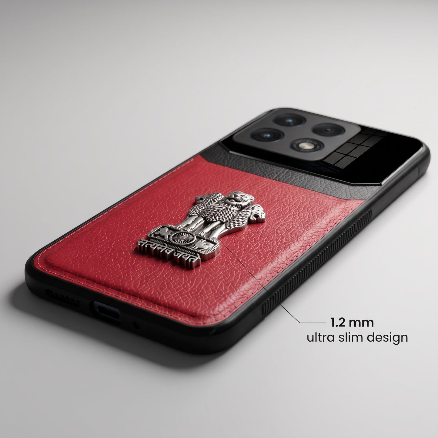 Motorola Edge 70 Pro 5G Satyamev Jayate 3D Metal Leather Back Case