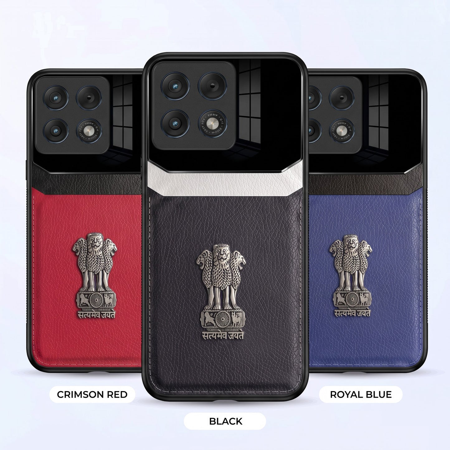 Motorola Edge 70 Pro 5G Satyamev Jayate 3D Metal Leather Back Case