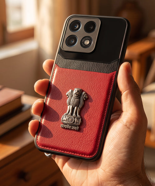 Motorola Edge 70 Pro 5G Satyamev Jayate 3D Metal Leather Back Case