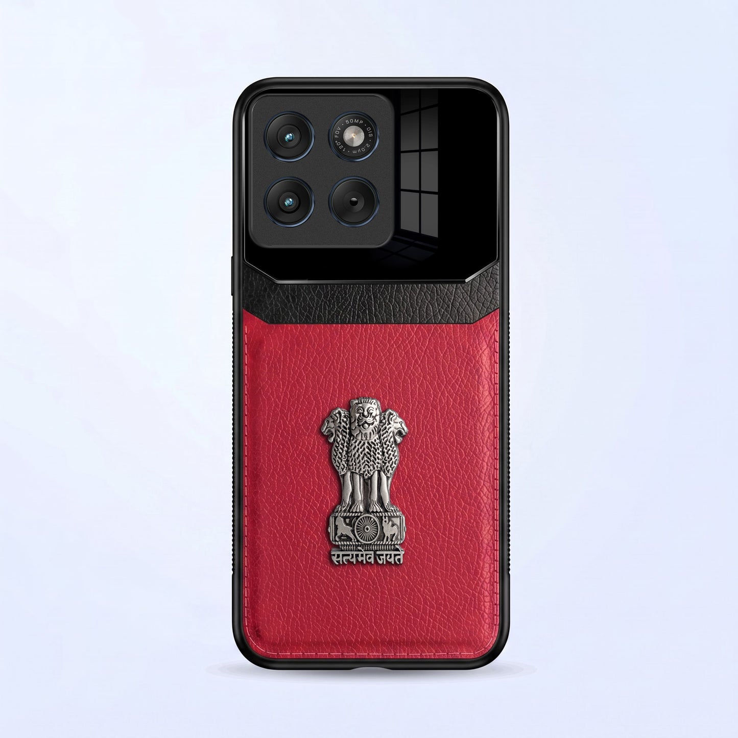 Motorola Edge 70 5G Satyamev Jayate 3D Metal Leather Back Case
