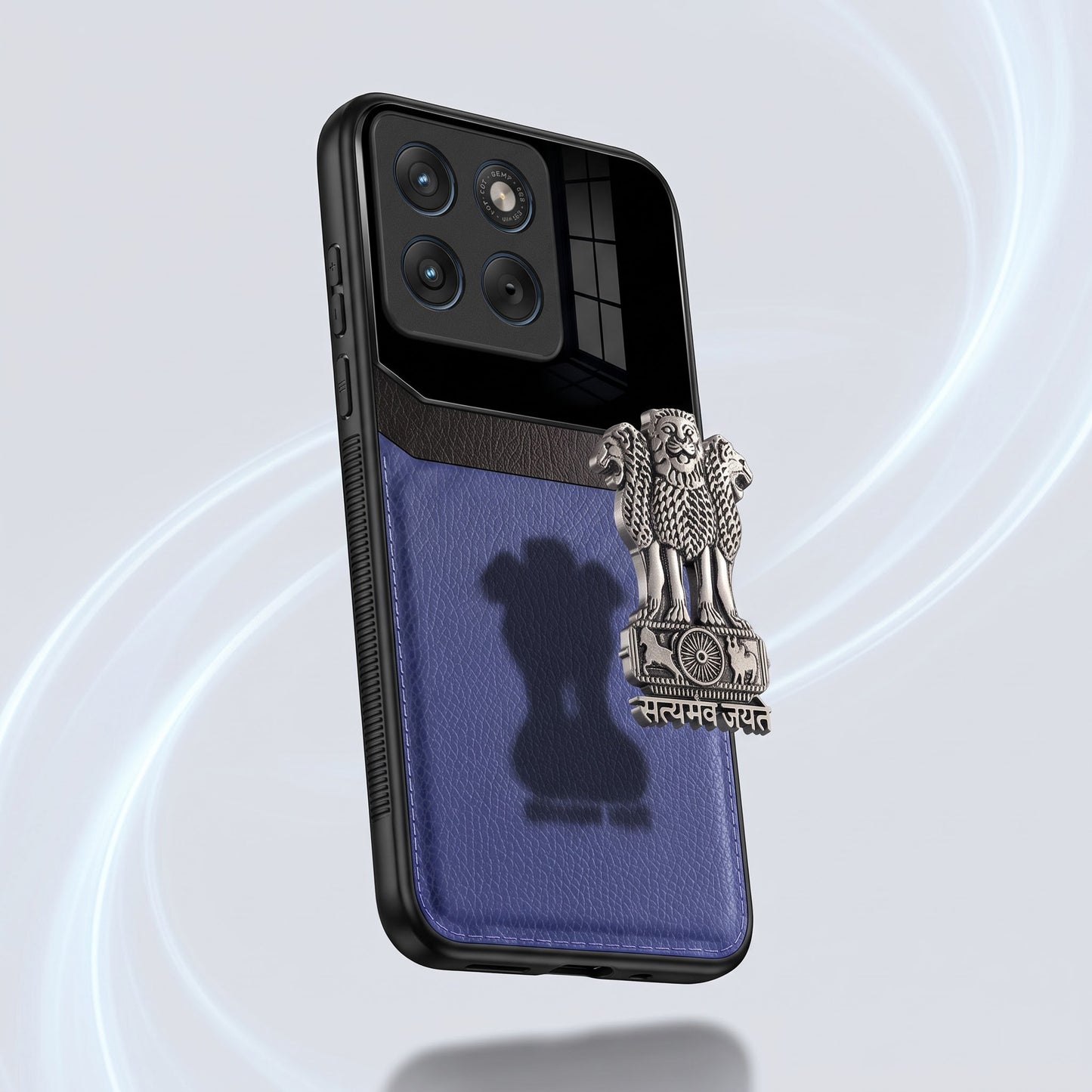 Motorola Edge 70 5G Satyamev Jayate 3D Metal Leather Back Case