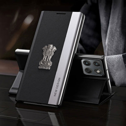 Motorola Edge 70 Fusion 5G Satyamev Jayate Metal Emblems Flip Leather Case
