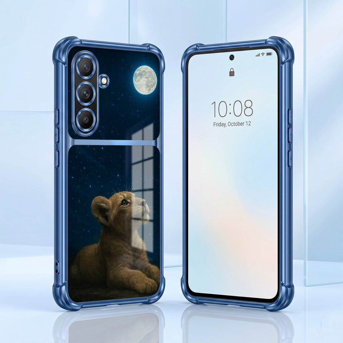 Samsung Galaxy A56 5G Moonlit Baby Lion Dual-Tone Transparent Airbags Case