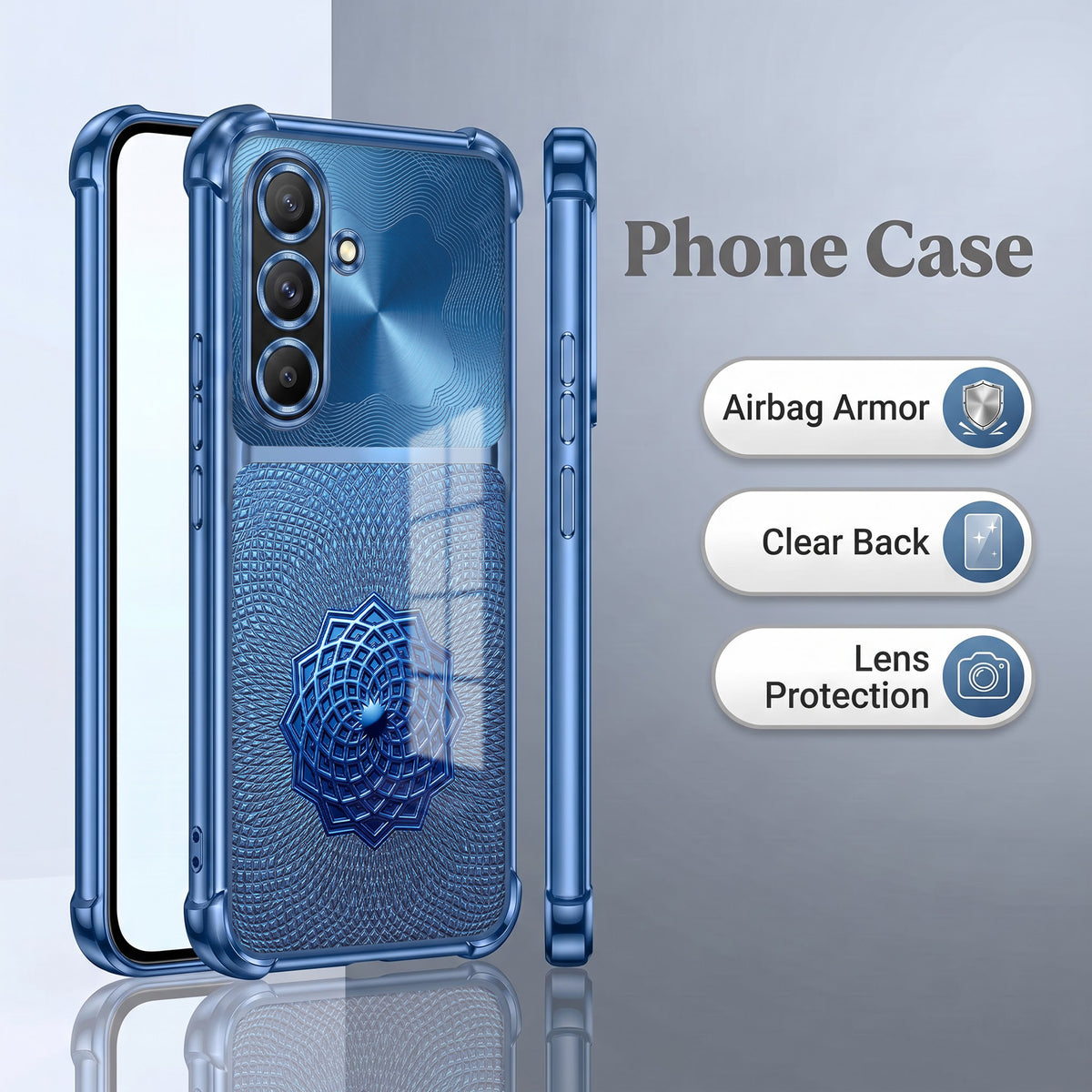 Samsung Galaxy A36 5G Blue Rose Luxe Dual-Tone Transparent Airbags Case