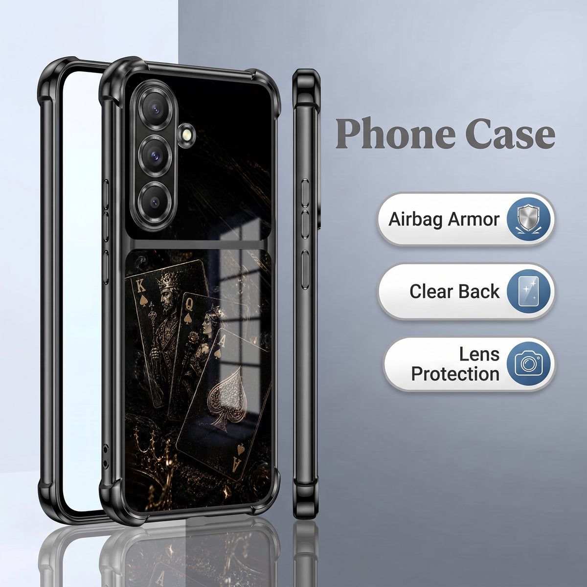 Samsung Galaxy A36 5G Gold Poker Cards Dual-Tone Transparent Airbags Case