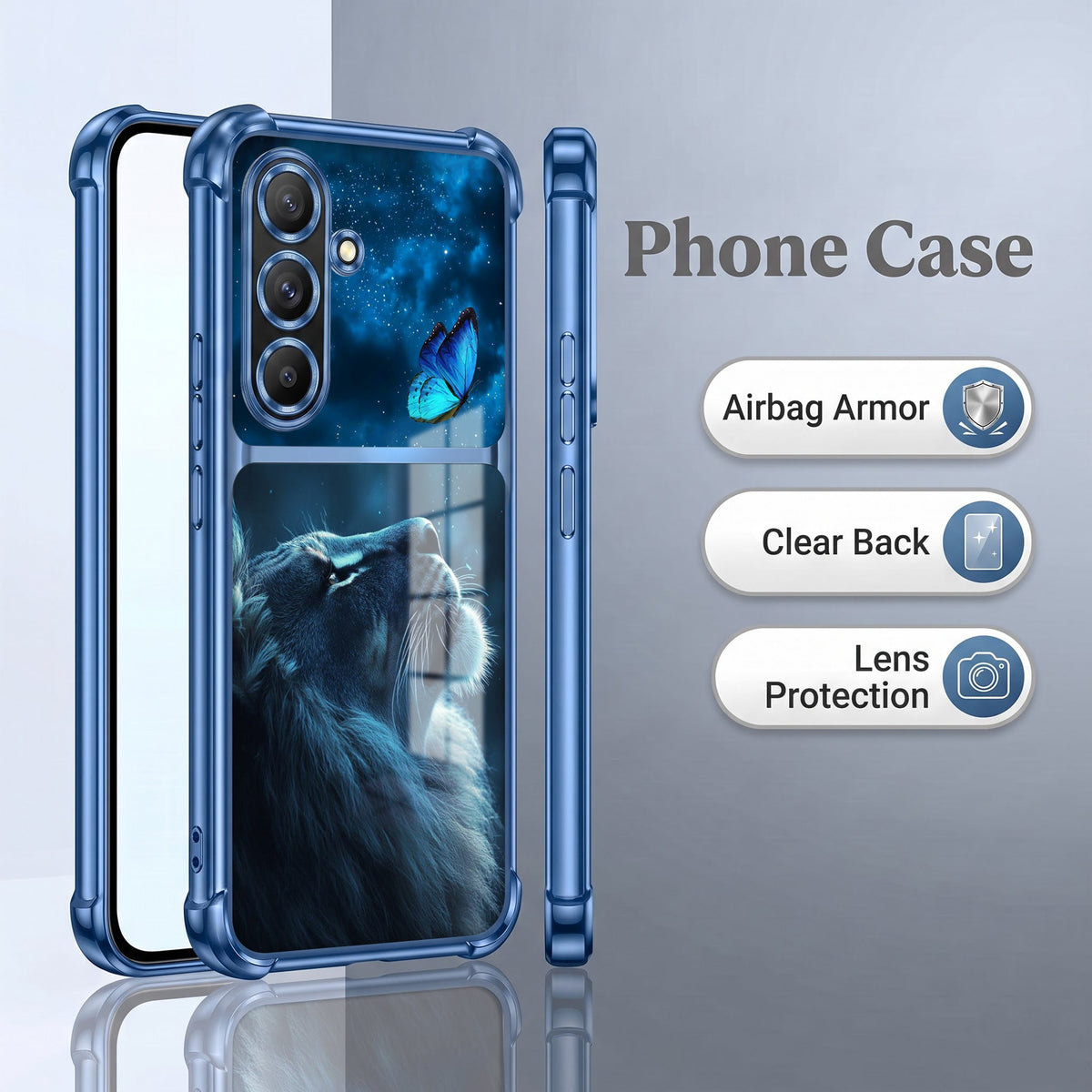 Samsung Galaxy A36 5G Mystic Lion Butterfly Dual-Tone Transparent Airbags Case
