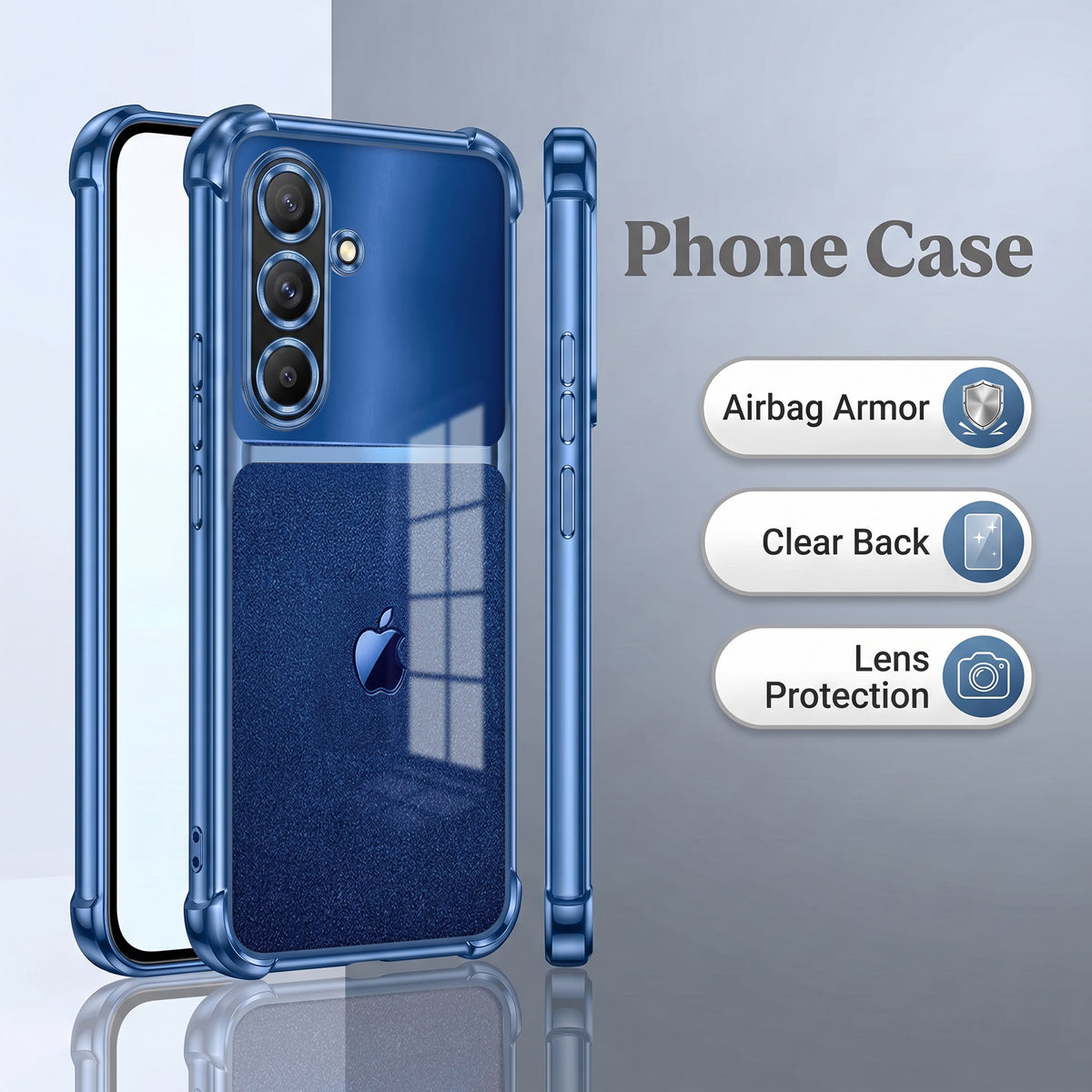Samsung Galaxy A36 5G Apple Blue Glitter Dual-Tone Transparent Airbags Case