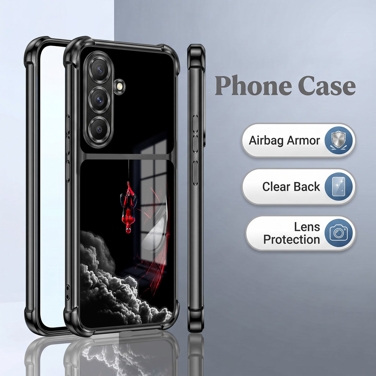 Samsung Galaxy A36 5G Crimson Spider Web Dual-Tone Transparent Airbags Case